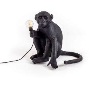 Lampe singe assis noir Seletti