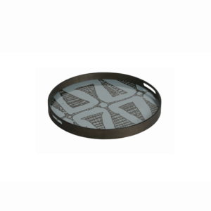 Plateau GRAPHITE BOHEMIAN en verre D48cm - ETHNICRAFT
