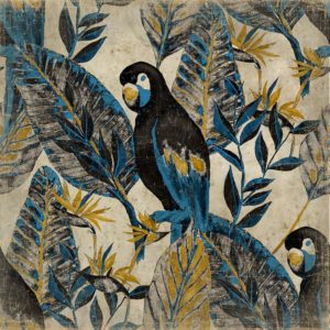 Panneau Perroquet bleu 120x120cm