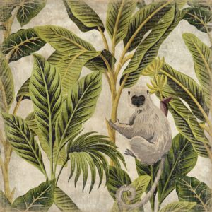 Panneau Singe fond blanc 120x120cm