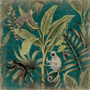 Panneau Singe fond bleu 120x120cm
