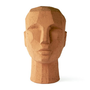 Sculpture visage abstrait terracotta