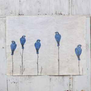 PANNEAU BLUE BIRDS 120X90CM