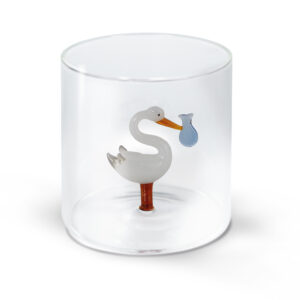 VERRE 3D CIGOGNE PORTE BEBE BLEU