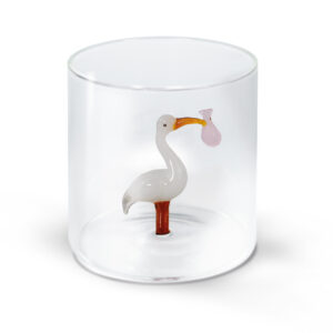 VERRE 3D CIGOGNE PORTE BEBE ROSE