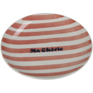 ASSIETTE PLATE RAYURES ROSES MA CHERIE