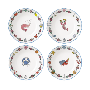 SET DE 4 ASSIETTES CRUSTACÉS - 26,7CM